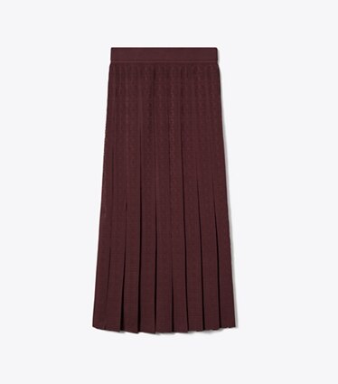 Tory Burch designer ボトムス Tモノグラム ジャガード スカート in Mahogany front