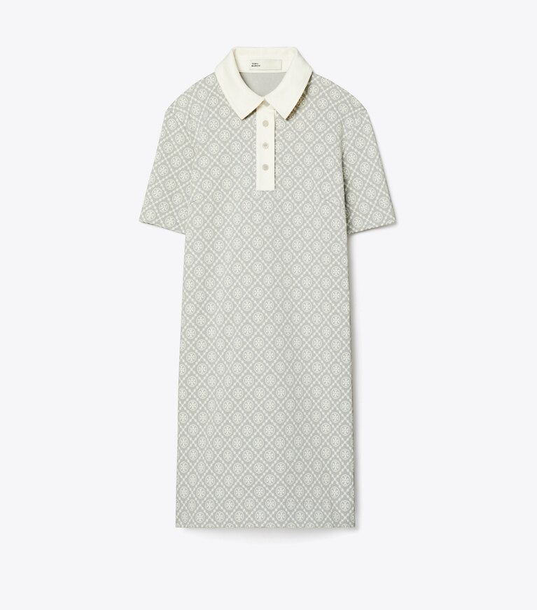 Tory Sport diseñador ワンピース Tモノグラム ナイロン ポロドレス en Gray T MONOGRAM SMALL SPORT frontal
