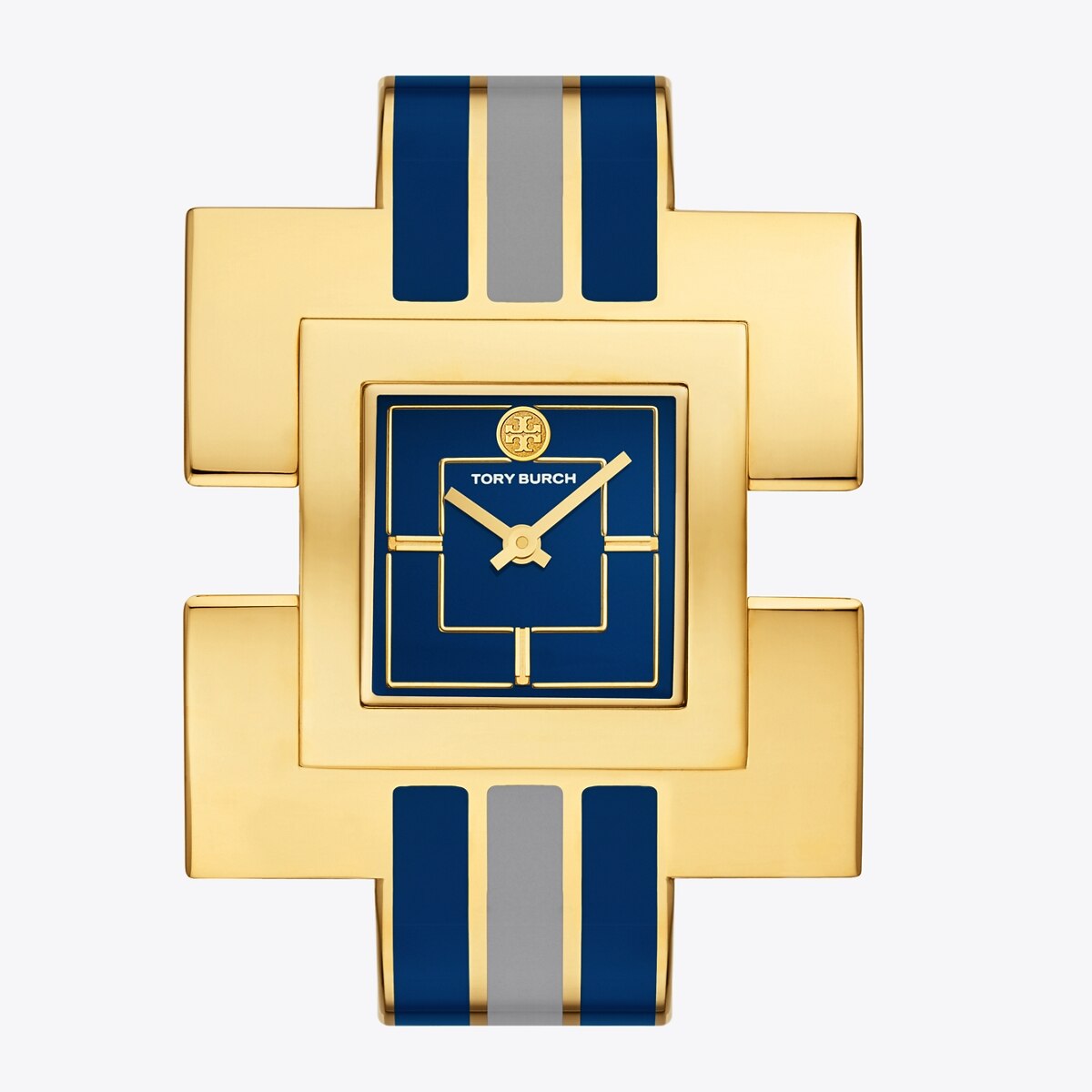 T Bangle Watch, Gold-Tone/Navy Stainless Steel, 25 MM : Women's Designer  Strap Watches | Tory Burch