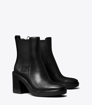 Tory Burch designer ankle boots T Chelsea Heeled Ankle Boot in PERFECT BLACK angle