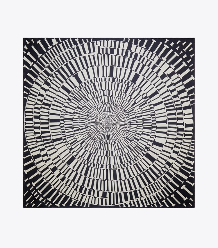 Tory Burch designer scarves T Circle Silk Square Scarf in Navy Circle T Silk Square overhead