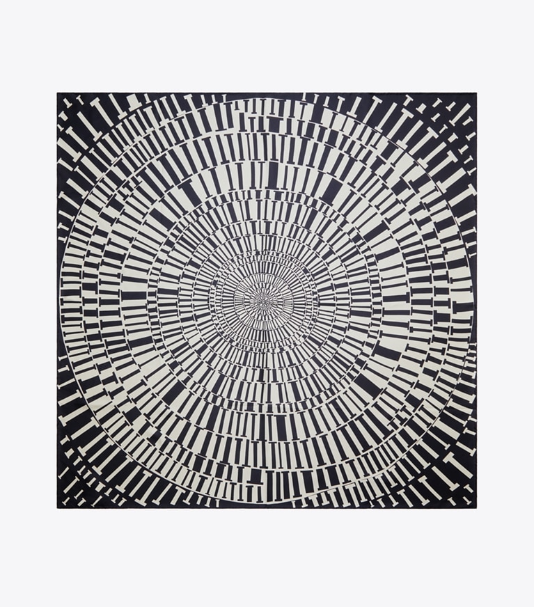 Tory Burch designer scarves T Circle Silk Square Scarf in Navy Circle T Silk Square overhead