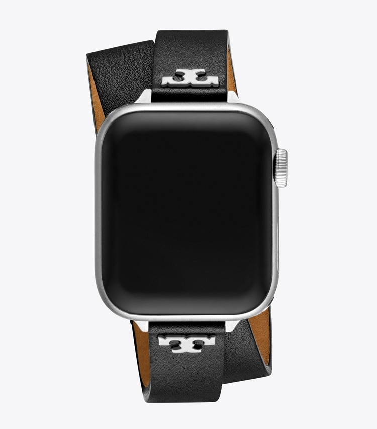Tory Burch designer smart watches T Double Wrap Band for Apple Watch® in BLACK front