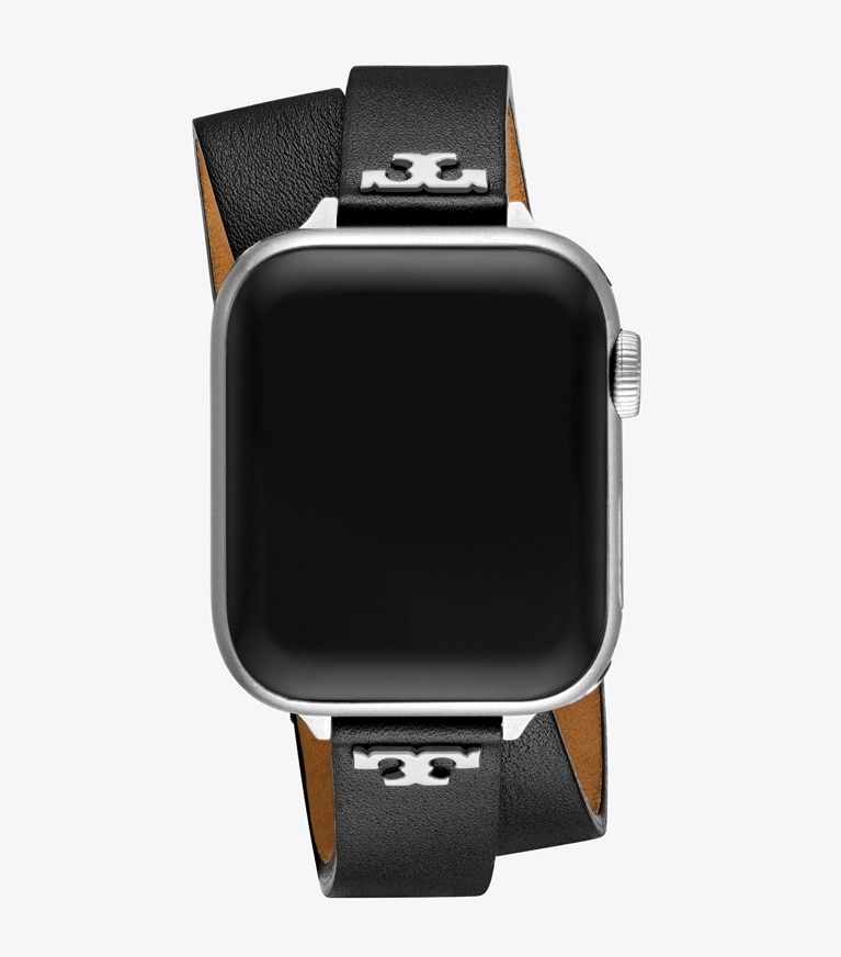 Tory Burch designer smart watches T Double Wrap Band for Apple Watch® in BLACK front