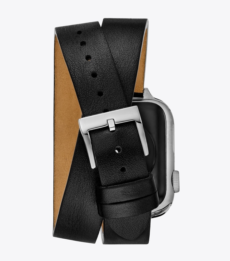 Tory Burch designer smart watches T Double Wrap Band for Apple Watch® in BLACK packable reversible