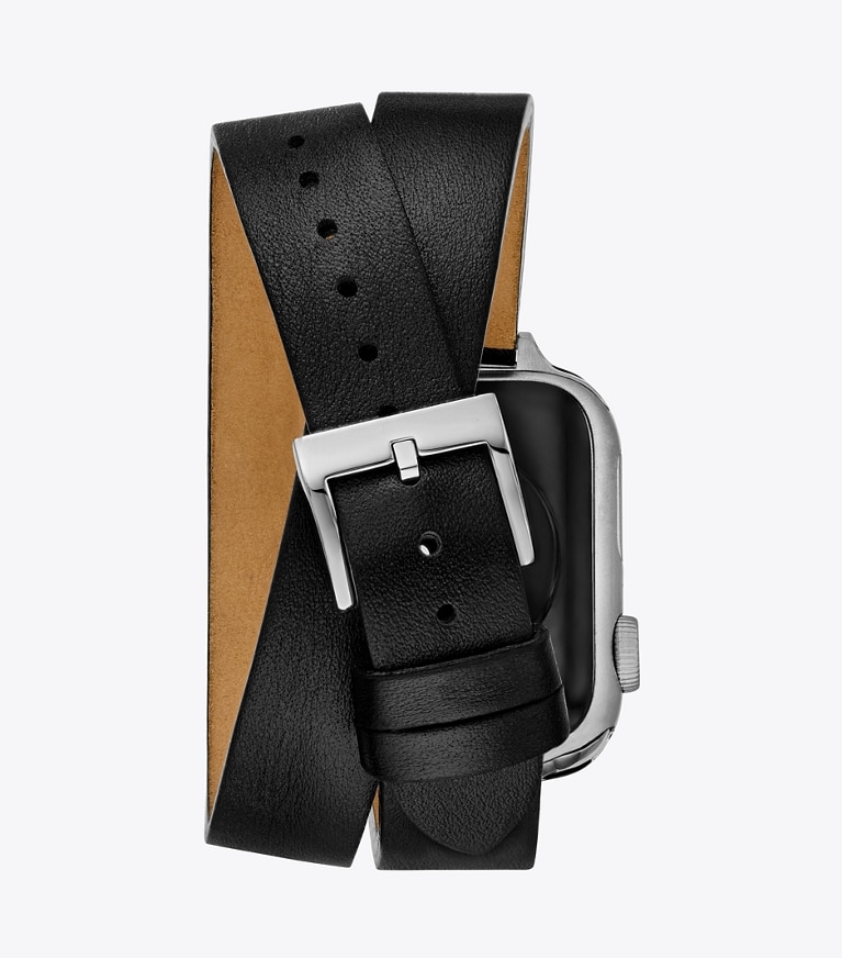 希少‼️ TORY BURCH ⭐️ Apple Watch ダブルラップTバンド⭐️ Tory Burch Women's The T Double Wrap Brown Leather Strap For Apple