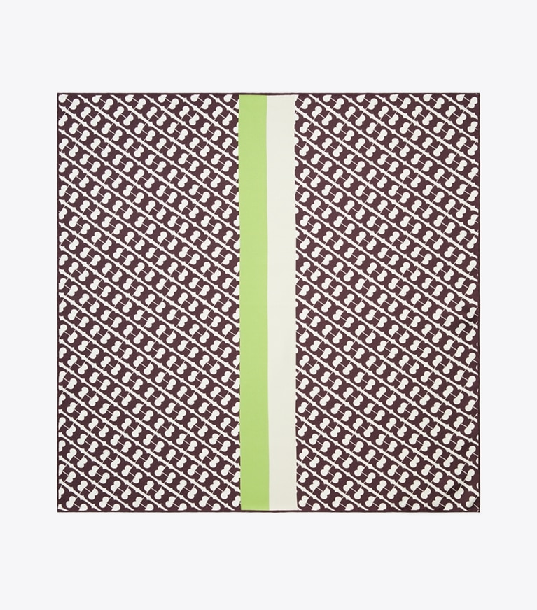 Tory Burch designer scarves T Link Silk Neckerchief in Green T Link overhead