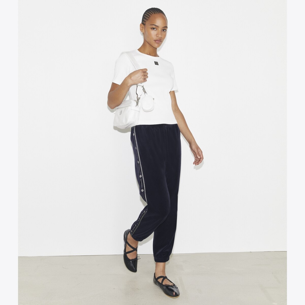T Logo Velour Jogger: Women's Designer Bottoms | Tory Burch
