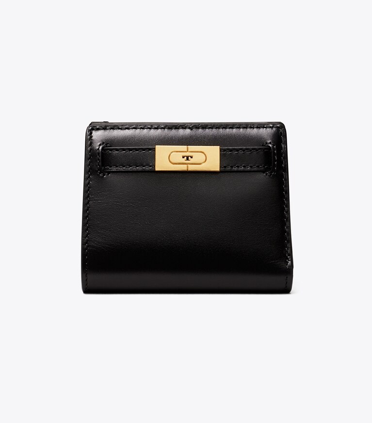 Tory Burch designer wallets T Mini Wallet in Black angle