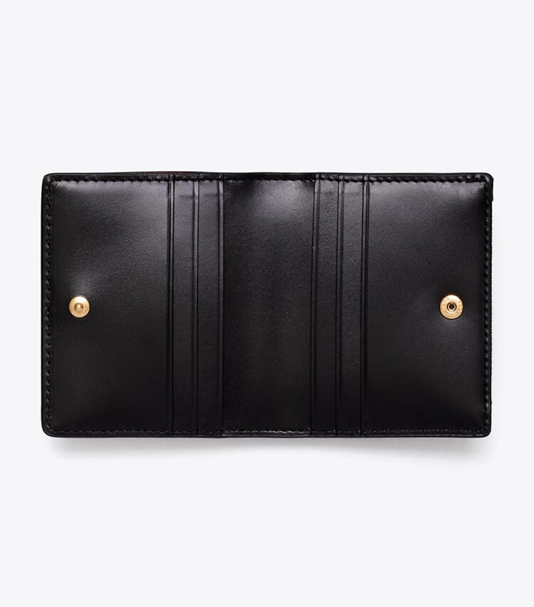 Tory Burch designer wallets T Mini Wallet in Black overhead