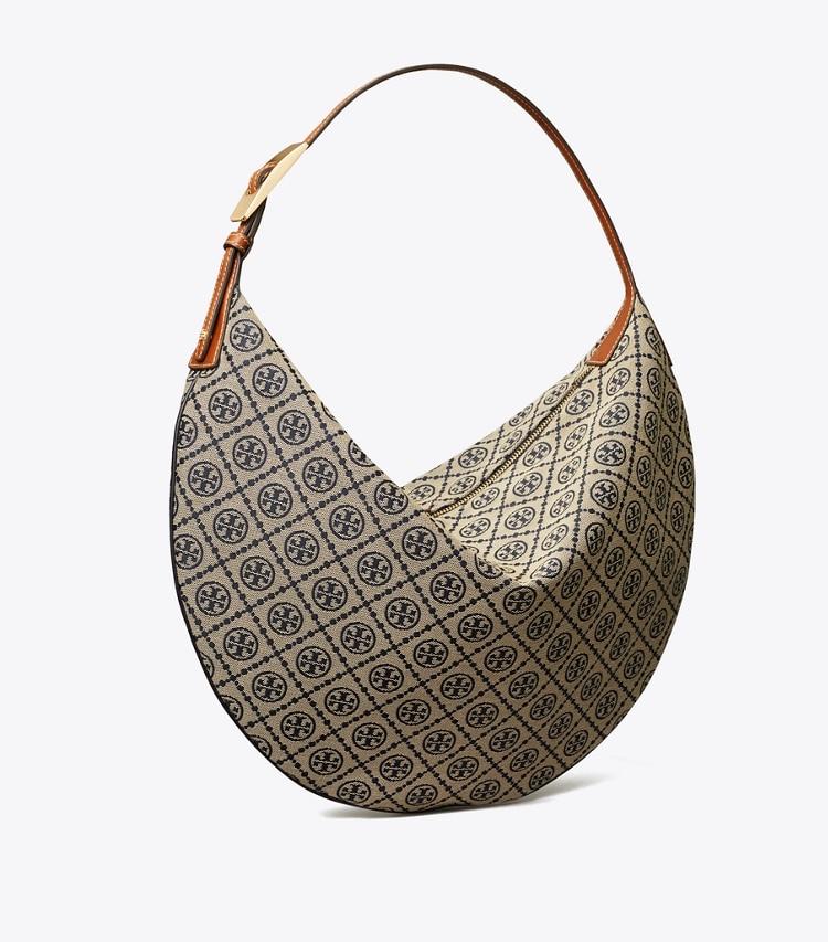 Tory Burch designer ホーボーバッグ Tモノグラム バルーンバッグ in Tory Navy angle