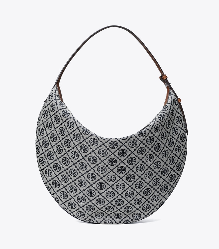Tory Burch designer hobo bags T Monogram Balloon Bag in Tory Navy angle