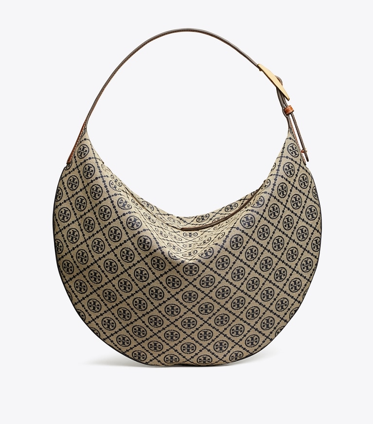 Tory Burch designer ホーボーバッグ Tモノグラム バルーンバッグ in Tory Navy angle