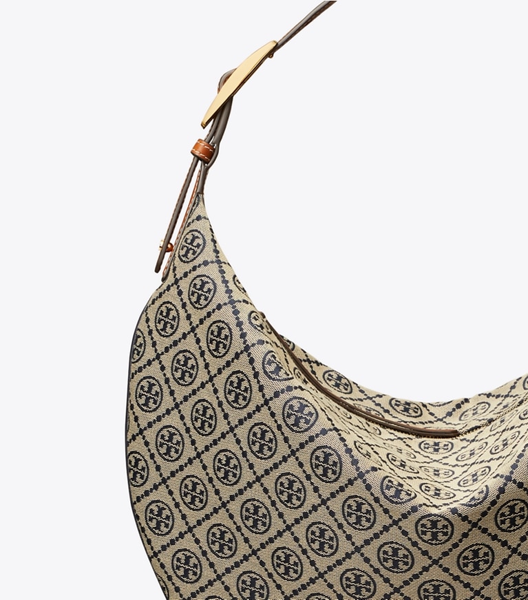 Tory Burch designer ホーボーバッグ Tモノグラム バルーンバッグ in Tory Navy angle