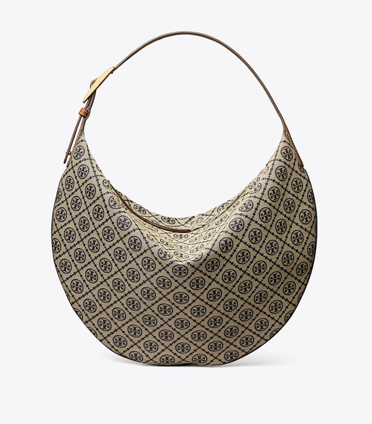 Tory Burch designer ホーボーバッグ Tモノグラム バルーンバッグ in Tory Navy angle