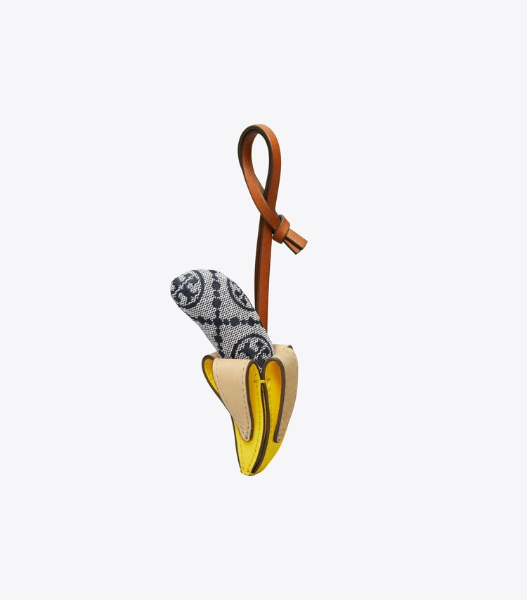 Tory Burch designer バッグチャーム＆キーリング Tモノグラム バナナ キーリング in Banana Ice front