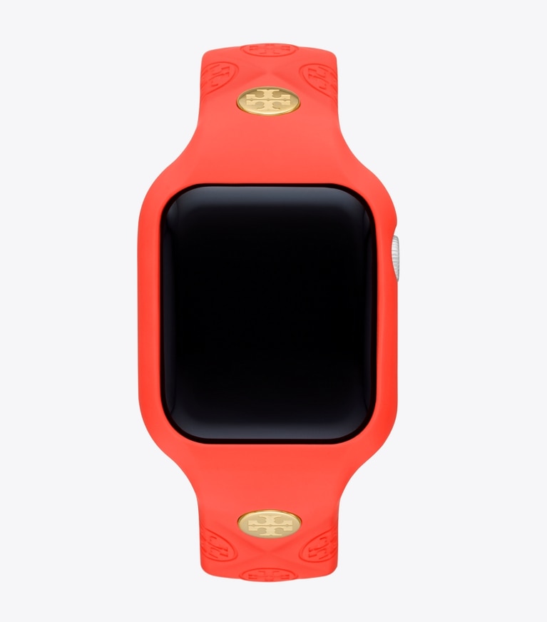 Tory Burch designer watches tory track smart watches T Monogram Band for Apple Watch® in CORAL front