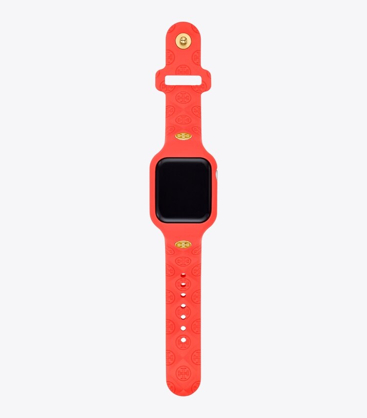 Tory Burch designer watches tory track smart watches T Monogram Band for Apple Watch® in CORAL front