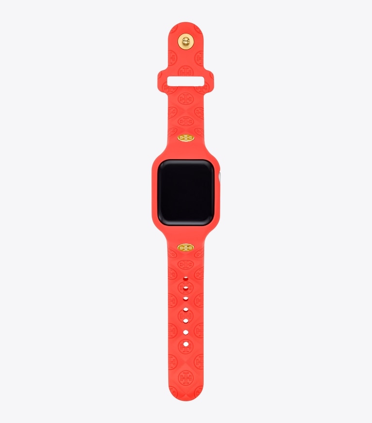 Tory Burch designer watches tory track smart watches T Monogram Band for Apple Watch® in CORAL front