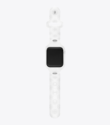 Tory Burch designer smart watches T Monogram Band for Apple Watch® in WHITE front