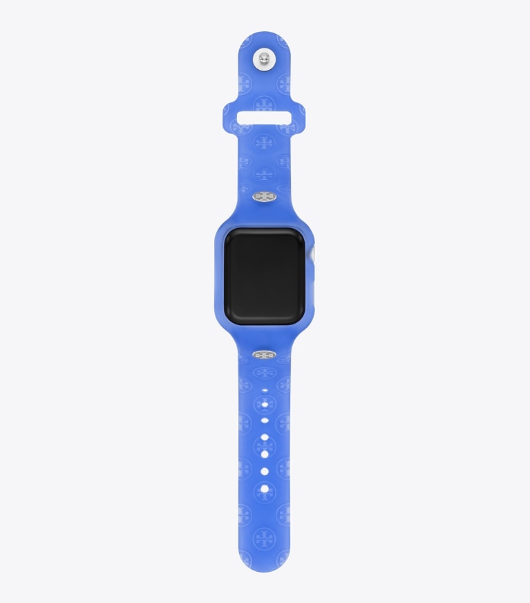 Tory Burch designer watches tory track smart watches T Monogram Band for Apple Watch® in BLUE front