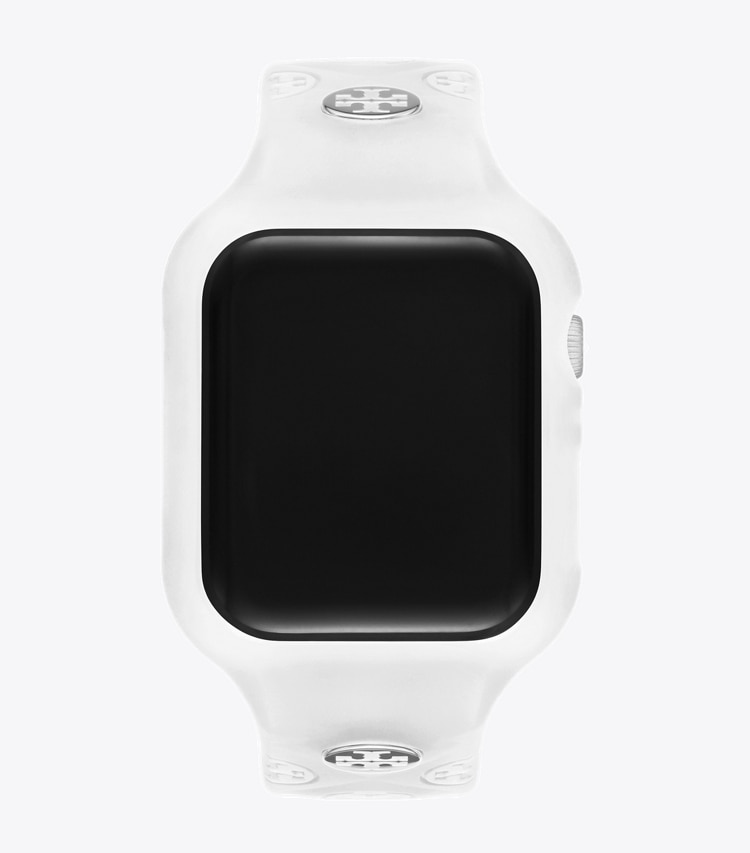 Tory Burch designer watches tory track smart watches T Monogram Band for Apple Watch® in WHITE overhead
