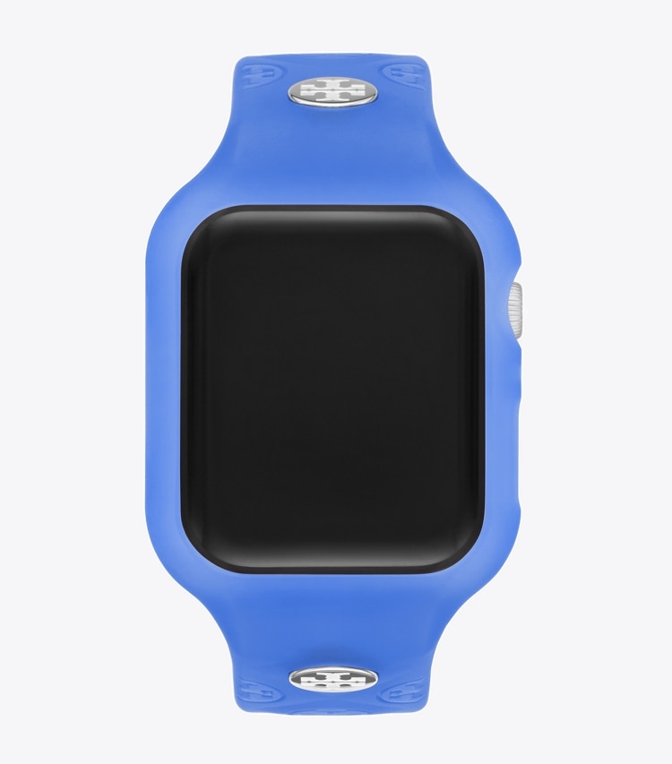 Tory Burch designer watches tory track smart watches T Monogram Band for Apple Watch® in BLUE overhead