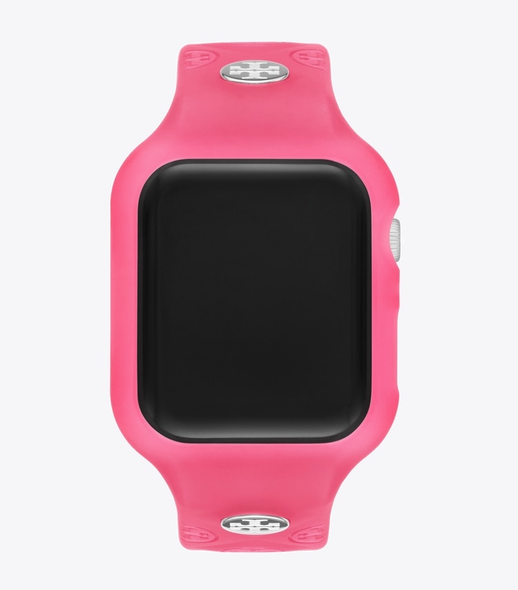 Tory Burch designer watches tory track smart watches T Monogram Band for Apple Watch® in RASPBERRY overhead