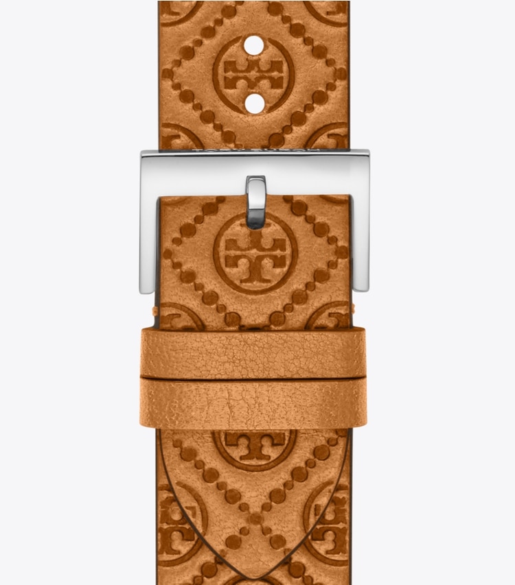 Tory Burch designer smart watches T Monogram Band for Apple Watch® in CAMMELLO packable reversible