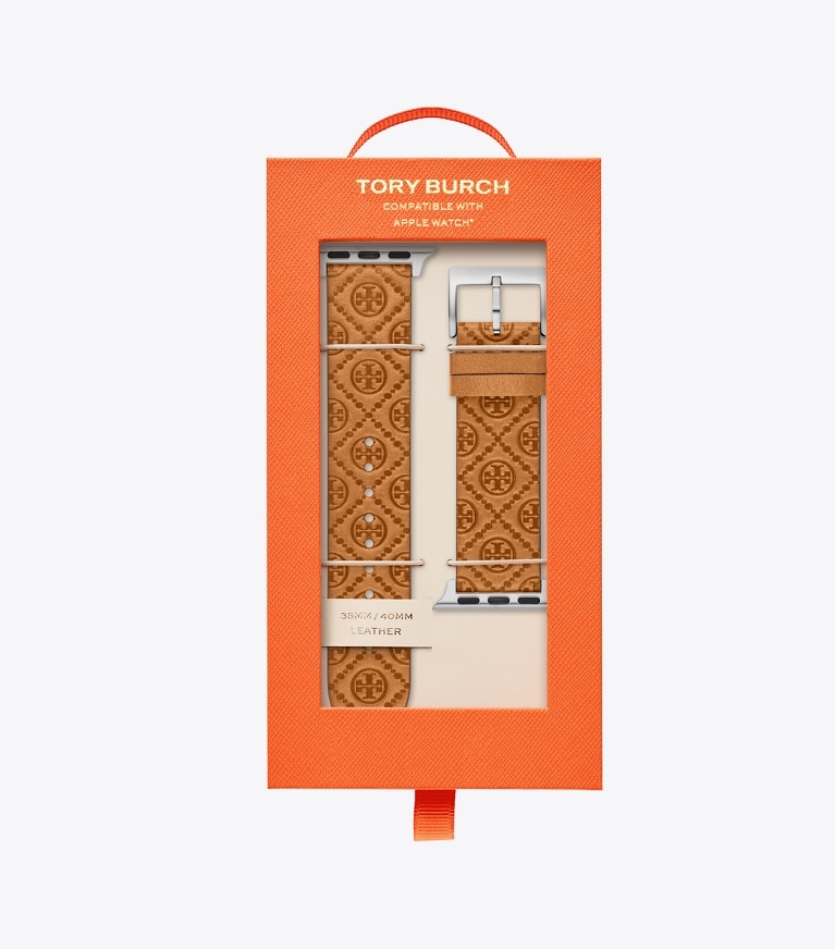 Tory Burch designer smart watches T Monogram Band for Apple Watch® in CAMMELLO front