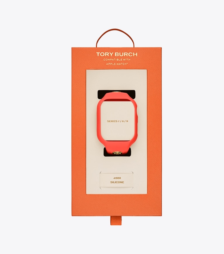 Tory Burch designer watches tory track smart watches T Monogram Band for Apple Watch® in CORAL front