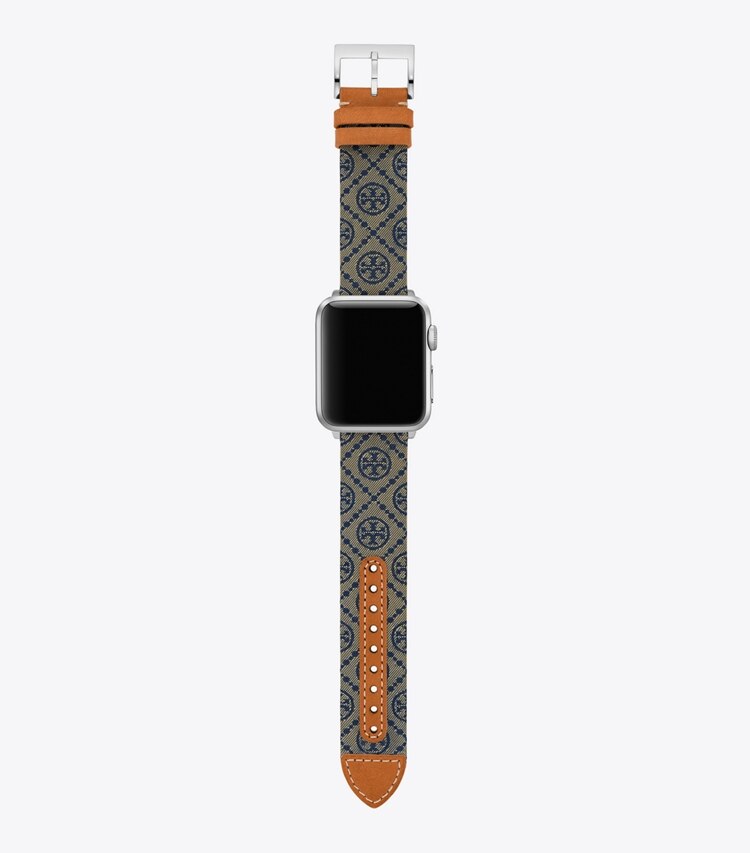 Apple Watch® Tモノグラム バンド ネイビーレザー 38mm〜40mm