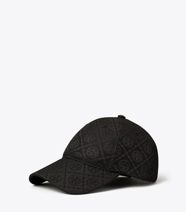 Tory Burch designer hats T Monogram Baseball Cap in Black angle