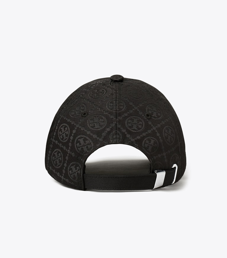 Tory Burch designer hats T Monogram Baseball Cap in Black angle