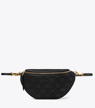 Tory Burch designer belt bags T Monogram Belt Bag in Black front