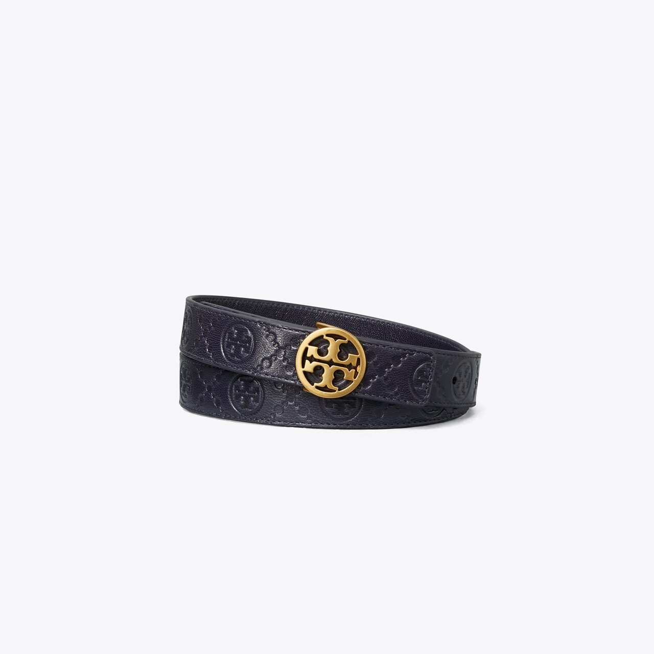 Tory Burch T Monogram Embossed Leather Belt