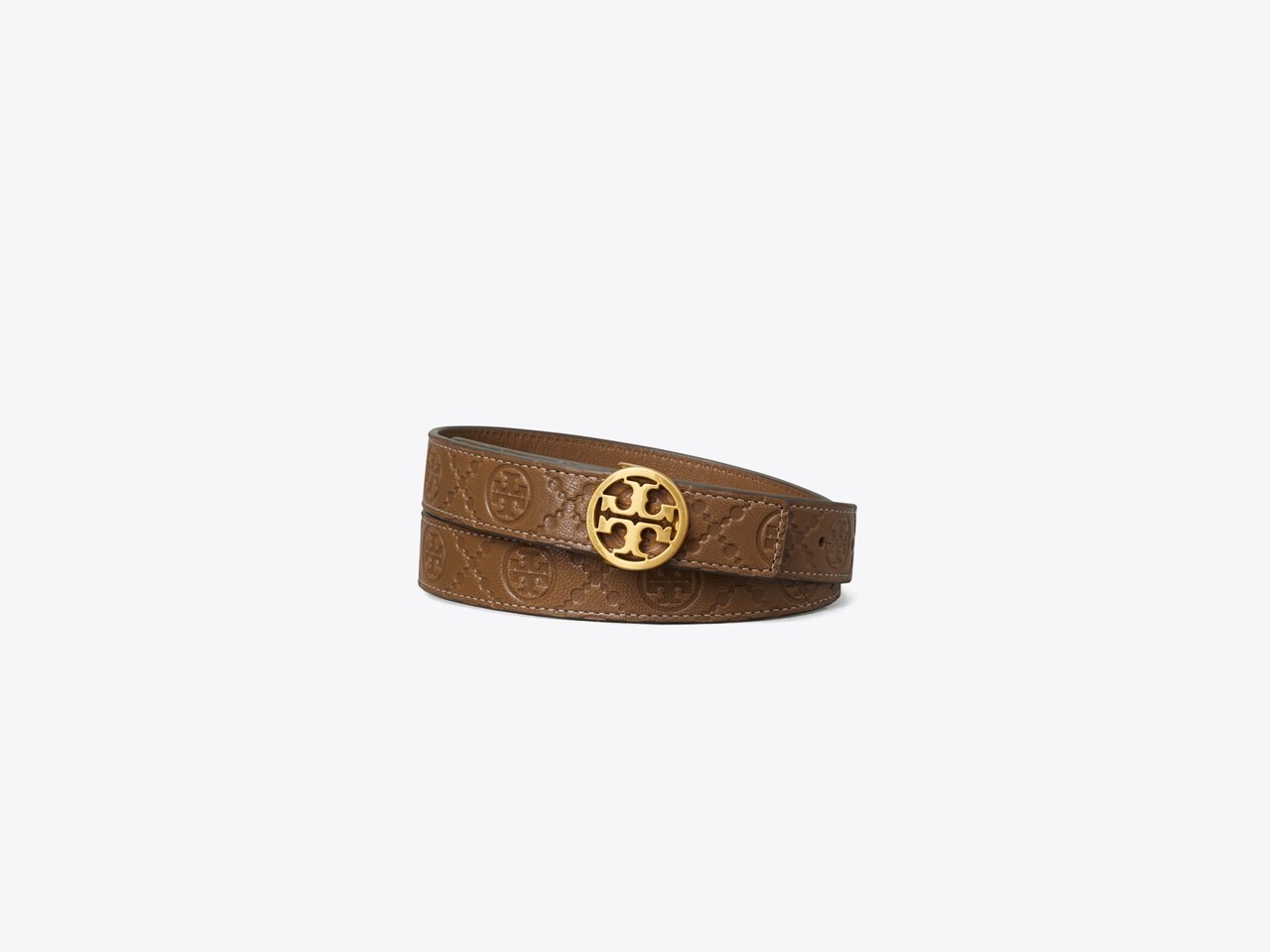 Tory Burch T Monogram Embossed Leather Belt