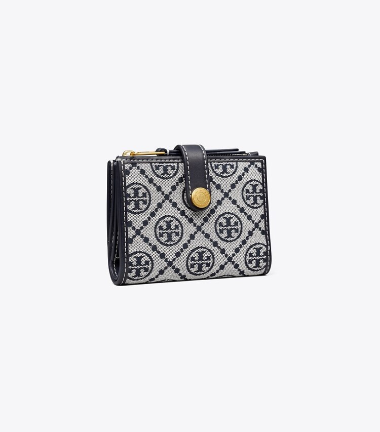 Tory Burch designer 財布 Tモノグラム バイフォールドウォレット in Tory Navy angle