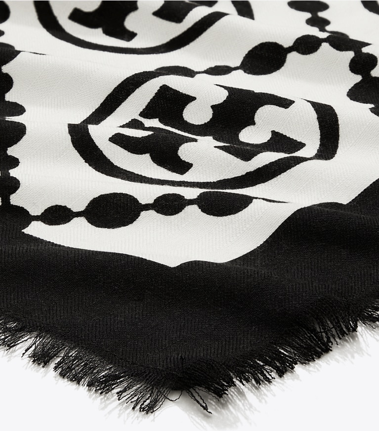 T Monogram Bordered Oblong Scarf: Women's Accessories | Scarves 