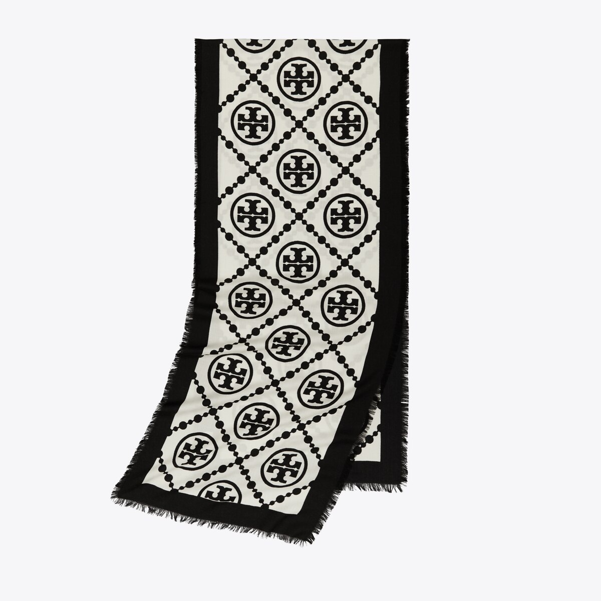 TORY BURCH｜ (T MONOGRAM BORDERED OBLONG (159384-001)) t-monogram-bordered-oblong-