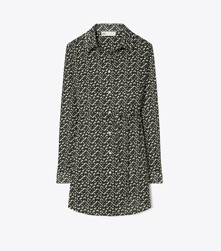 Tory Burch designer coverups T Monogram Brigitte Tunic in Black Prismatic T Monogram Small front