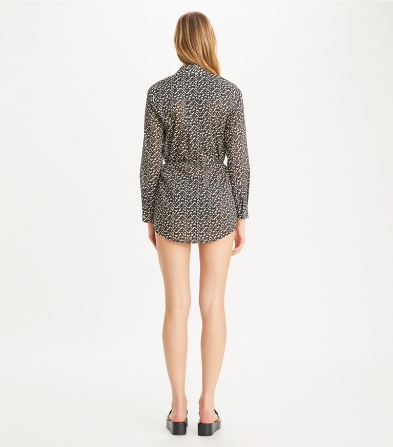 Tory Burch designer coverups T Monogram Brigitte Tunic in Black Prismatic T Monogram Small front