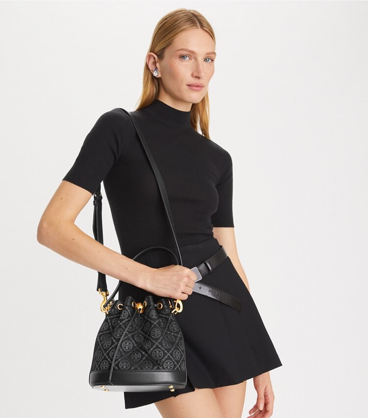 Tory Burch 't Monogram' Bucket Bag In Patent Leather in Red