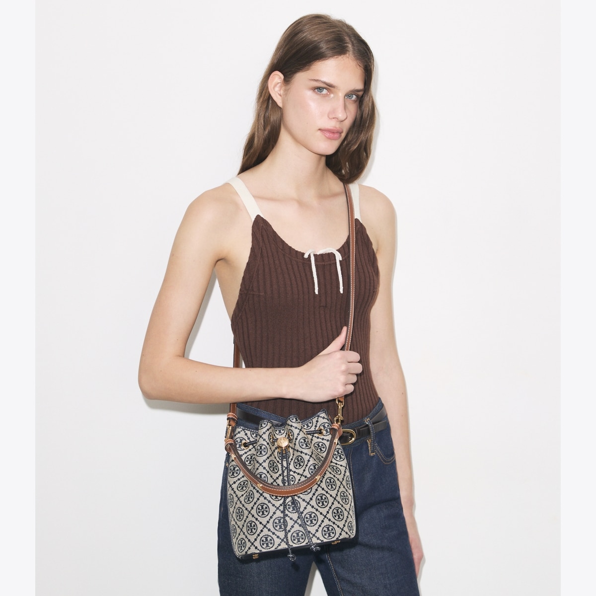 T Monogram Bucket Bag: Women's Designer Crossbody Bags | Tory Burch