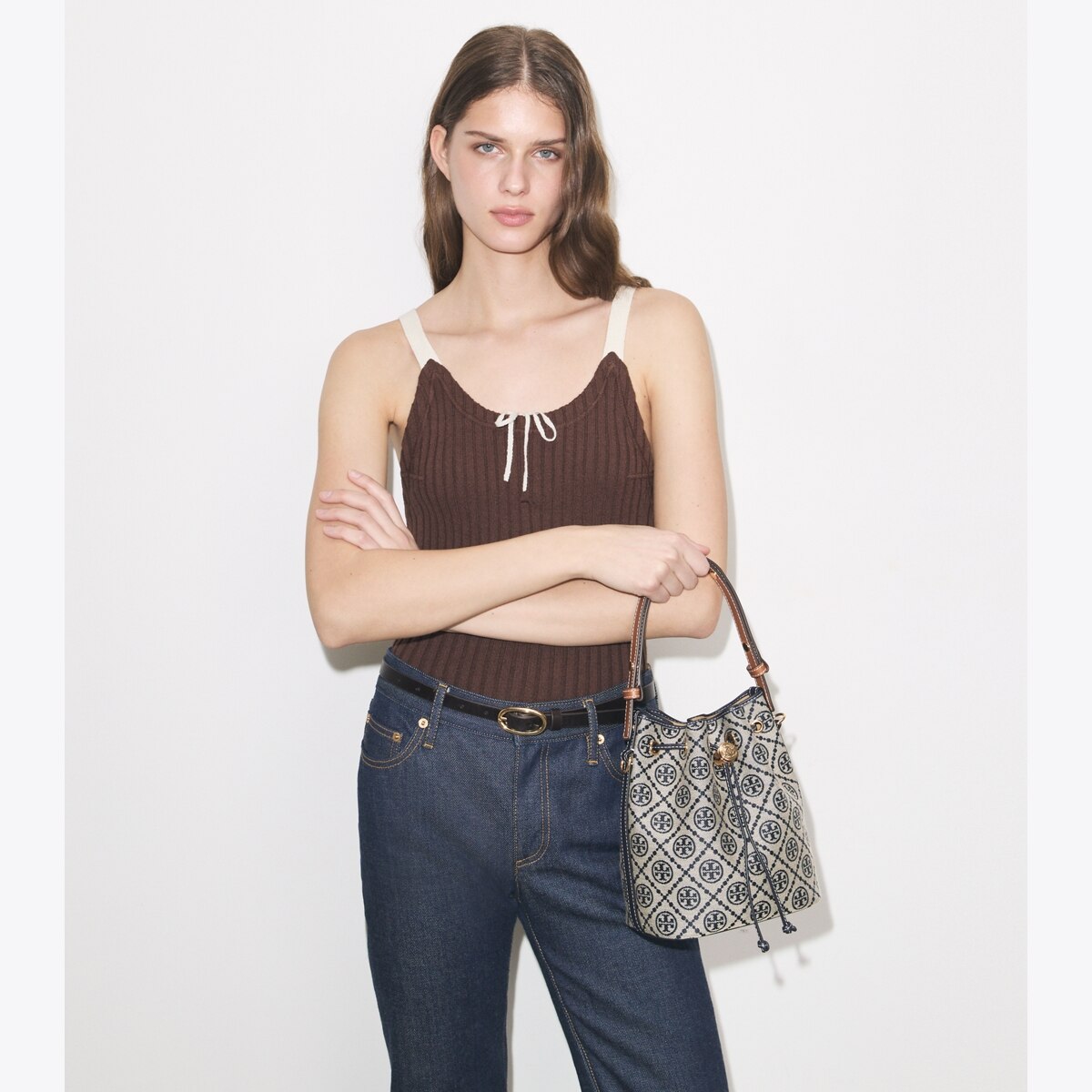 T Monogram Bucket Bag: Women's Handbags | Crossbody Bags | Tory