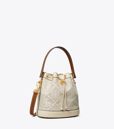 Tory Burch Bags | Tory Burch Blake Canvas Bucket Bag | Color: Brown/Cream | Size: Os | Melikakeshani's Closet