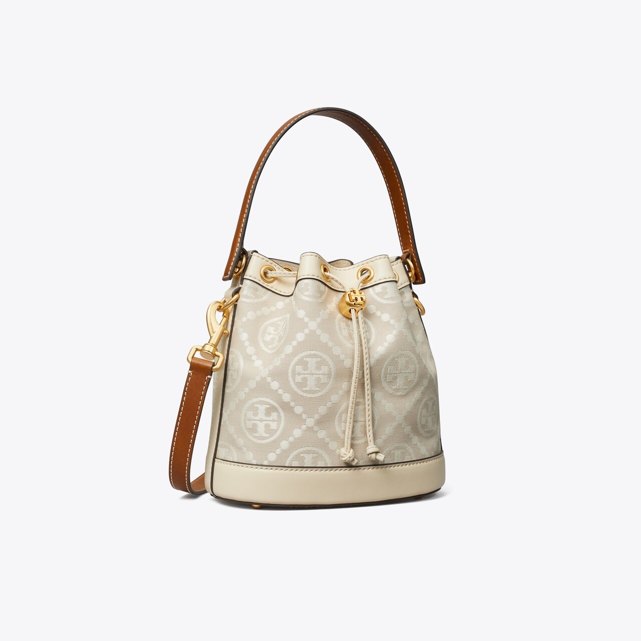 Louis Vuitton Leather Embossed Monogram Bucket Bag White