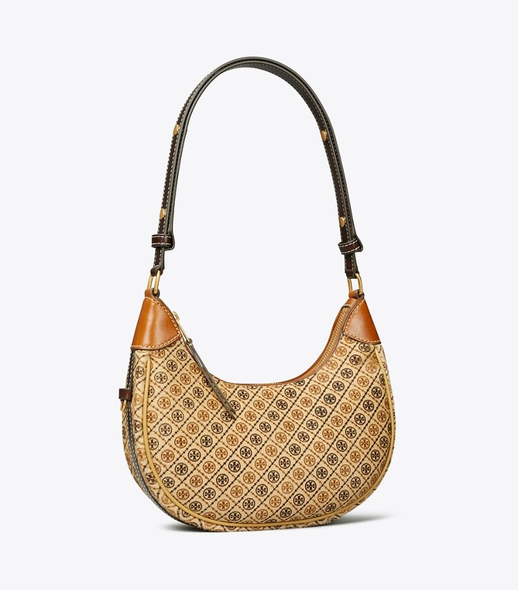 Tory Burch designer ショルダーバッグ Tモノグラム カーフヘア クレッセントバッグ in Multi angle