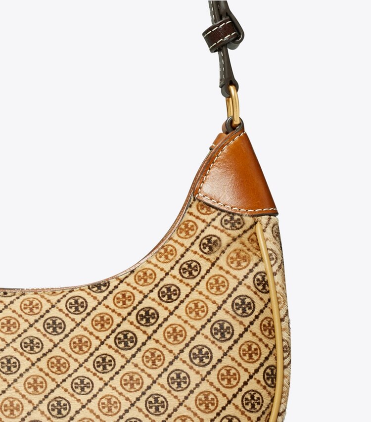 Tory Burch designer ショルダーバッグ Tモノグラム カーフヘア クレッセントバッグ in Multi ディテール