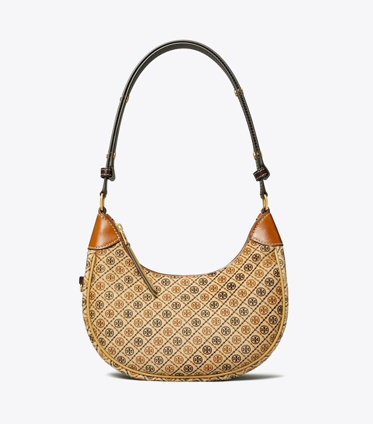Tory Burch designer ショルダーバッグ Tモノグラム カーフヘア クレッセントバッグ in Multi front